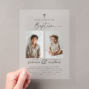 Invitación de foto para Bautizo conjunto 2