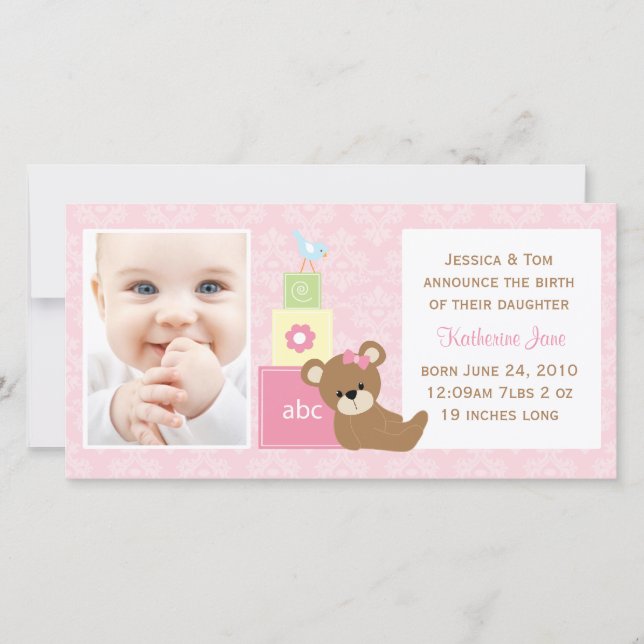 Invitación de foto para bebé (Anverso)