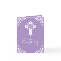 Invitación De Foto Para Christening Cross Lilac