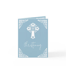Invitación De Foto Para Christening Cross Sky Blue