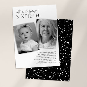 Invitación de foto para cumpleaños 60 Then & Now