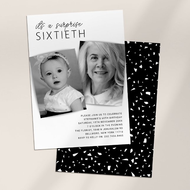 Invitación de foto para cumpleaños 60 Then & Now (Subido por el creador)