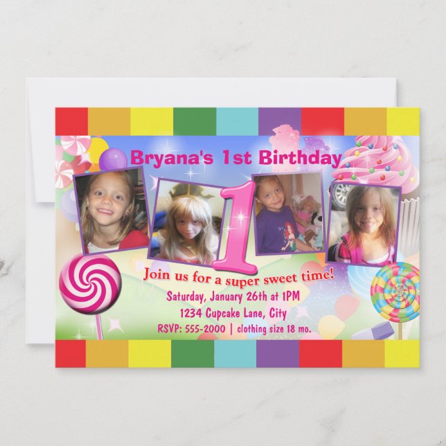 Invitación de foto para cumpleaños número 1 de Can (Anverso)
