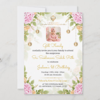 Invitación de foto para el 1er cumpleaños con Path