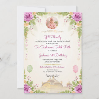 Invitación de foto para el 1er cumpleaños y Path d