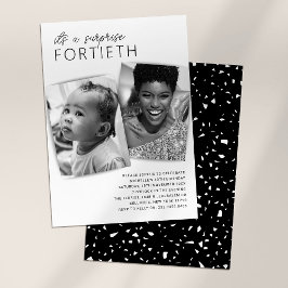 Invitación de foto para el 40 cumpleaños Then & No