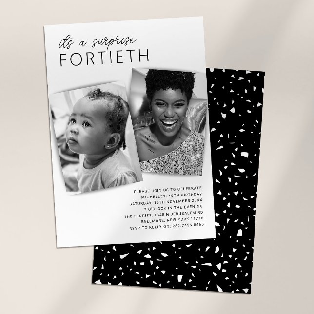 Invitación de foto para el 40 cumpleaños Then & No (Subido por el creador)