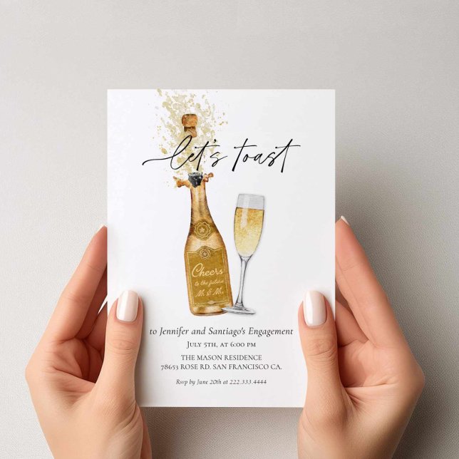 Invitación de foto para fiesta de compromiso Let's (Let's Celebrate Engagement Party Photo Invitation)