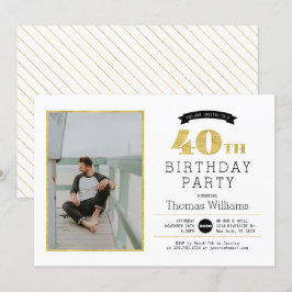 Invitación de foto para fiesta de cumpleaños 40 mo
