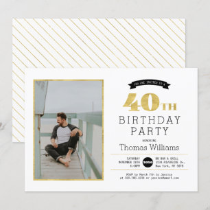 Invitación de foto para fiesta de cumpleaños 40 mo