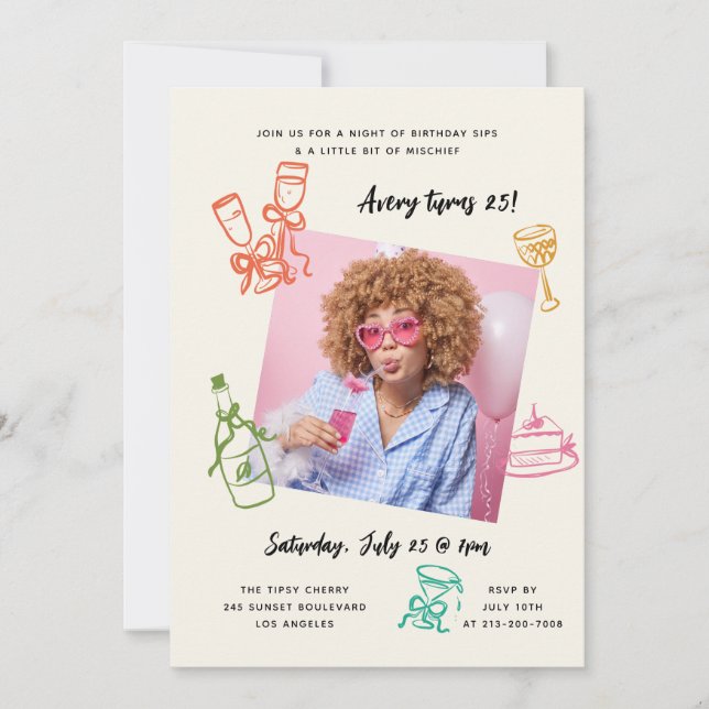 Invitación de foto para fiesta de cumpleaños de mu (Anverso)