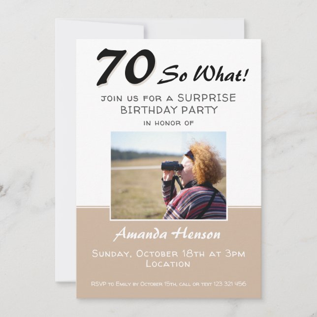 Invitación de foto para fiesta de cumpleaños sorpr (Anverso)