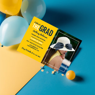 Invitación de foto para fiesta de graduación azul