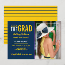 Invitación de foto para fiesta de graduación azul