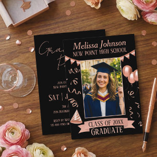 Invitación de Foto para Fiesta de Graduación en Ro