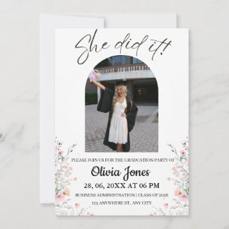 Invitación de foto para fiesta de graduación flora