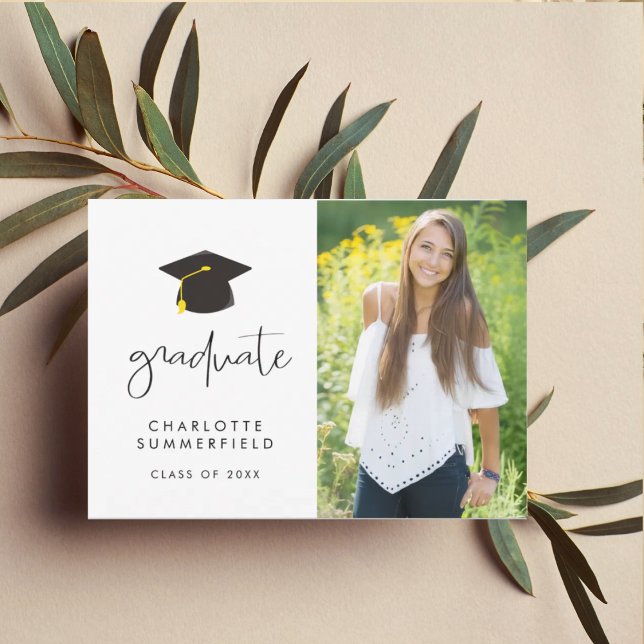 Invitación de foto para fiesta de graduación negra (Subido por el creador)