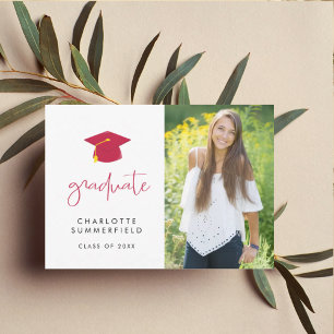 Invitación de foto para fiesta de graduación roja