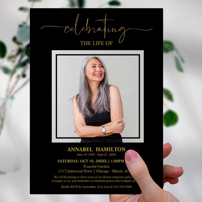 Invitación de Foto para Funeral de Celebración de  (Subido por el creador)