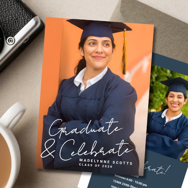 Invitación de foto para graduarse y celebrar (Subido por el creador)