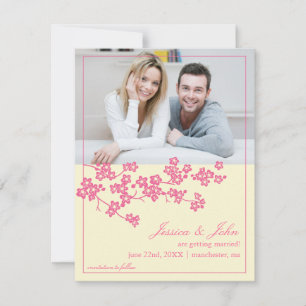 Invitación de Foto para Guardar la Fecha con Flor