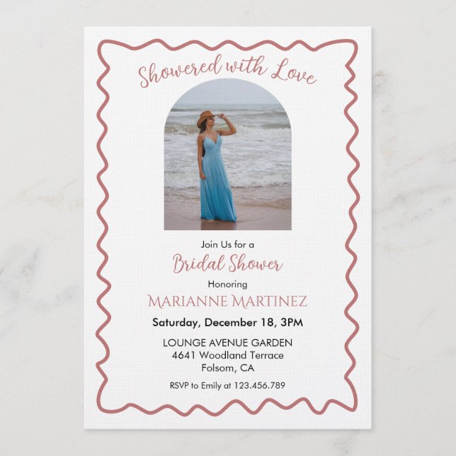 Invitación de foto para la ducha de novia con marc (Anverso)