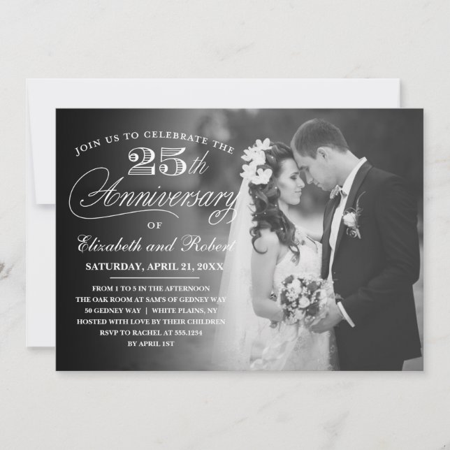 Invitación de foto para la fiesta de aniversario a (Anverso)