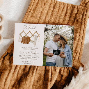 Invitación de Foto para Pareja de Ducha Neutral Bo