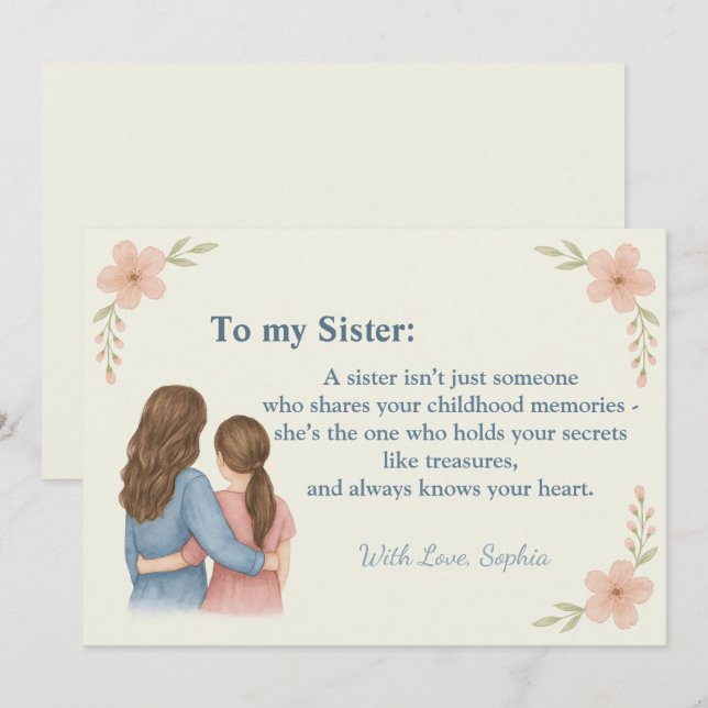 Invitación de Foto Personalizada 'A Mi Hermana' (Anverso / Reverso)