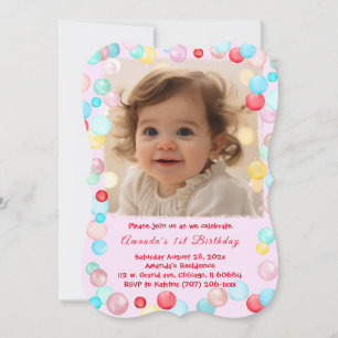 Invitación de foto personalizada para el 1er cumpl