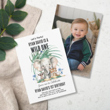 Invitación de foto personalizada Safari Wild One