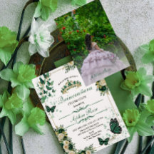 Invitación de Foto Quinceañera Mariposa Verde Esme