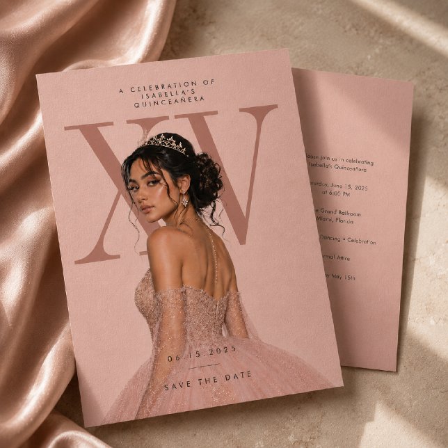 Invitación de Foto Quinceañera Modern Blush XV (Subido por el creador)
