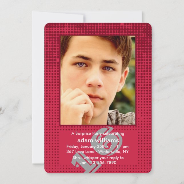 Invitación de foto roja de semitono (Anverso)