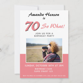 Invitación de foto rosa para fiesta de cumpleaños 