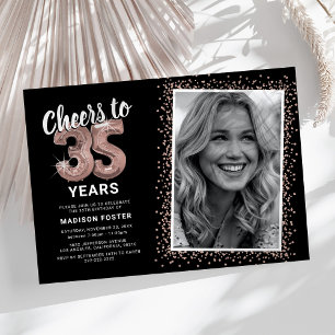 Invitación de foto Rose Gold para 35 años