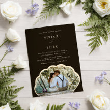 Invitación de foto verde oscuro elegante