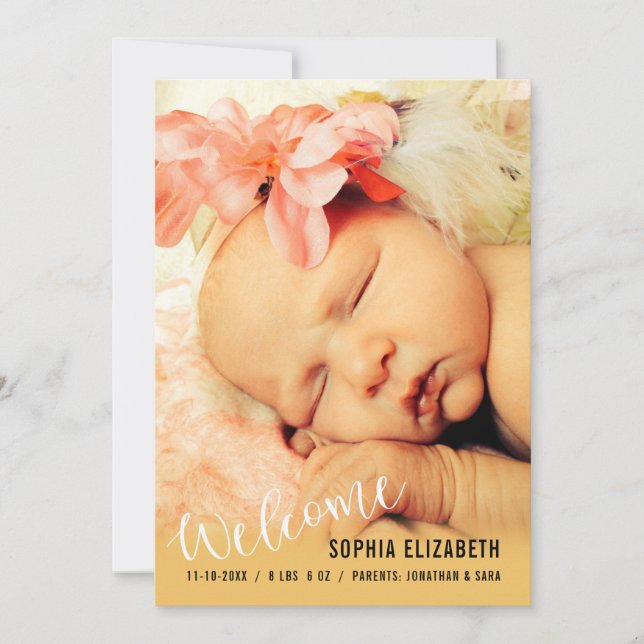 Invitación de foto vertical de Baby Girl (Anverso)