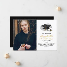 Invitación de foto y tapa de graduación dibujada a