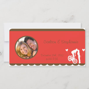 Invitación de fotografía Boda de Pareja Bike Red/B