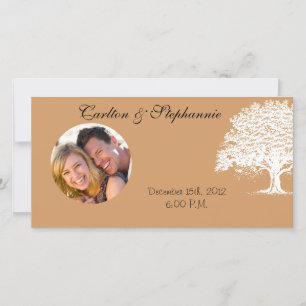 Invitación de fotografía Boda negro/marrón de prim