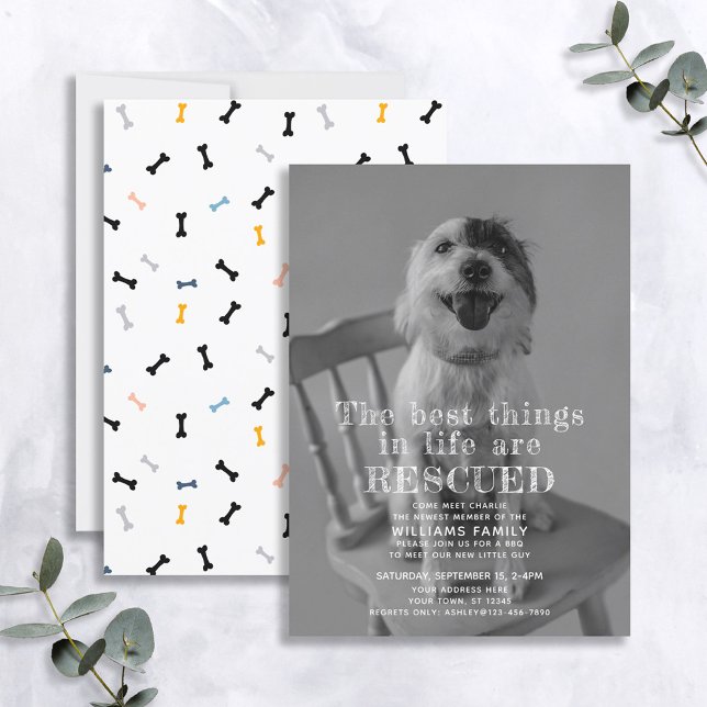 Invitación de fotografía de adopción de Mascota re (Subido por el creador)