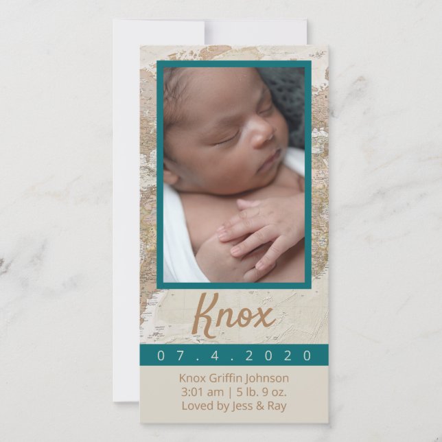 Invitación de fotografía de bebé aventuras (Anverso)