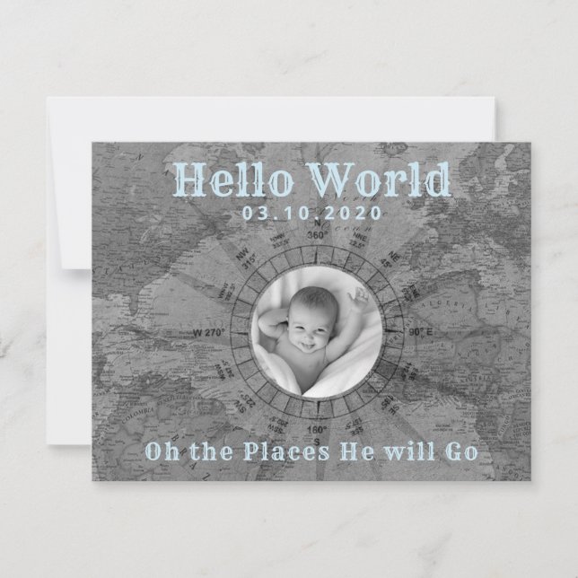 Invitación de fotografía de bebé aventuras (Anverso)