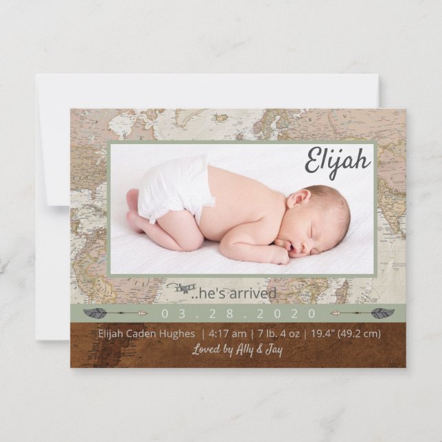 Invitación de fotografía de bebé aventuras (Anverso)