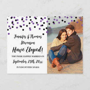 Invitación de fotografía de Black Purple Confetti 