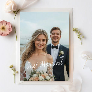 Invitación de fotografía de boda elegante casada