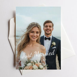 Invitación de fotografía de boda elegante casada