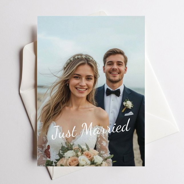 Invitación de fotografía de boda elegante casada (Subido por el creador)