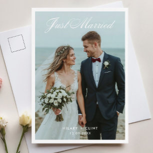 Invitación de fotografía de boda elegante casada